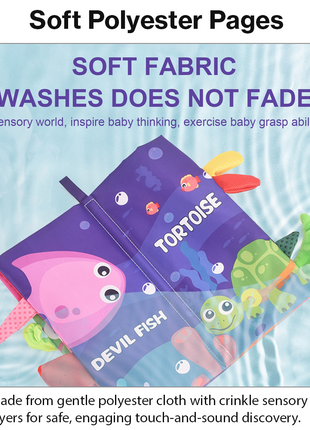 Teaching Cloth Book – Soft Crinkle Educational Baby Book 0m+, Ocean World Design