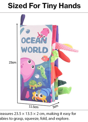 Teaching Cloth Book – Soft Crinkle Educational Baby Book 0m+, Ocean World Design