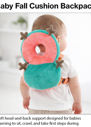 Baby Head Protection Cushion Backpack Anti-Fall Pillow Dacron Plush Lightweight Adjustable Strap 6–72 Months Soft Breathable