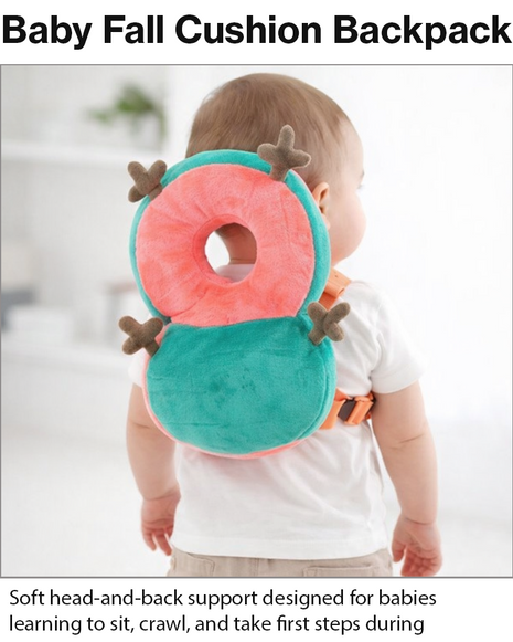 Baby Head Protection Cushion Backpack Anti-Fall Pillow Dacron Plush Lightweight Adjustable Strap 6–72 Months Soft Breathable