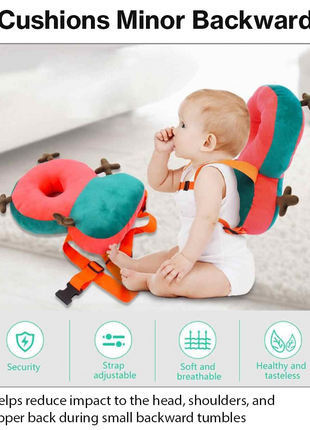 Baby Head Protection Cushion Backpack Anti-Fall Pillow Dacron Plush Lightweight Adjustable Strap 6–72 Months Soft Breathable