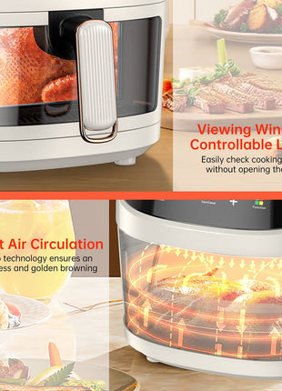 Silver Crest  Air Fryer – XXL Capacity, Visible Viewing Window, 8 Preset Functions, Non-Stick Basket, 1400W Power, for 3–6 People - Ivory