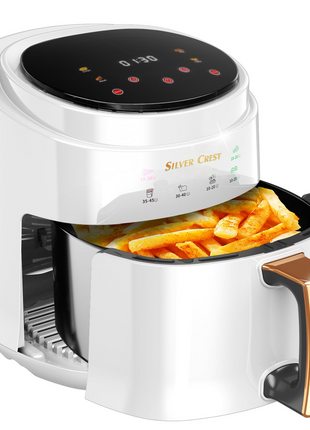 Silver Crest JD689B Air Fryer – XXL Capacity, 4 Preset Functions, 1400W Power, Adjustable Temp 80–210°C, Non-Stick Basket, for 3–6 People - White