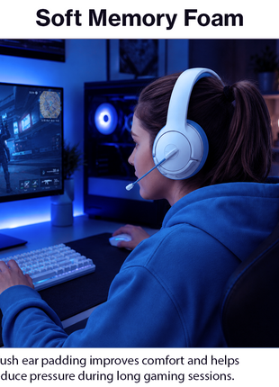Over-Ear Gaming Headset with Boom Mic, 40 mm Drivers and 3.5 mm Multi-Platform Compatibility Blue
