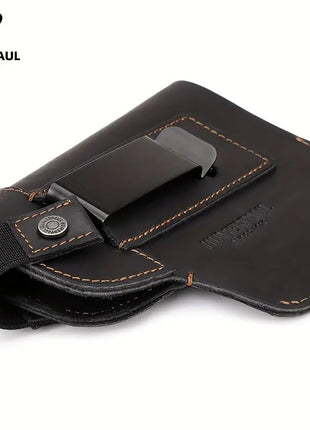 Universal Leather Gun Holster 11x13cm – Ambidextrous Clip – Compact Pistol Fit – Black/Brown/Coffee