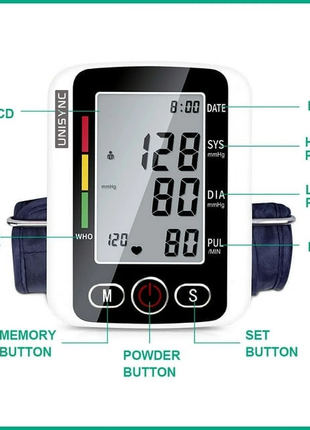 Upper Arm Blood Pressure Monitor 126×100×53mm – LCD Display – ±3mmHg Accuracy – Dual Power USB/AAA – Adult Use