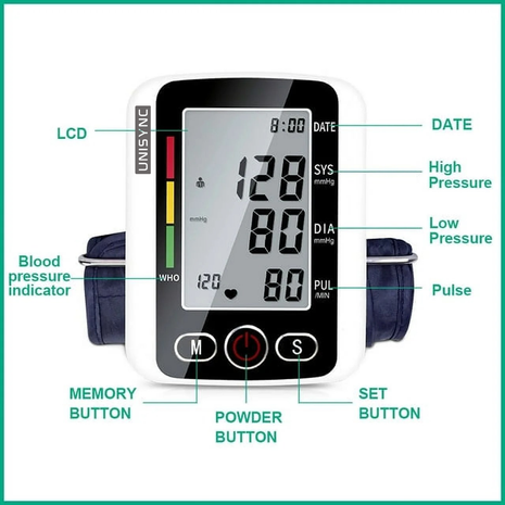 Upper Arm Blood Pressure Monitor 126×100×53mm – LCD Display – ±3mmHg Accuracy – Dual Power USB/AAA – Adult Use