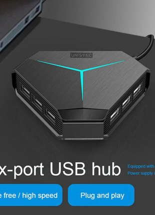 USB Hub 6-Port USB 3.0 + USB 2.0 Expander – Plug & Play – Compact Heat-Safe Design