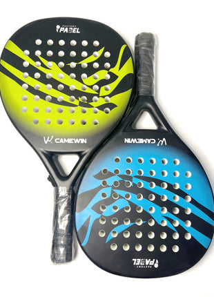 Padel Racket 38mm Carbon Frame EVA Soft Core Marble Face Design with Grip and Carry Bag