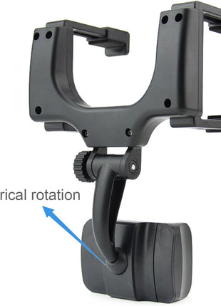 Rearview Mirror Phone Mount for 2.1–2.4" Mirrors – 360° Rotating ABS Holder for Smartphones GPS