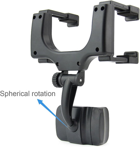 Rearview Mirror Phone Mount for 2.1–2.4" Mirrors – 360° Rotating ABS Holder for Smartphones GPS