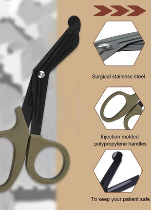 Stainless Steel Bandage Scissors Emergency Trauma Shears with Serrated Blade & Cable Stripper, 18cm, 1 Piece (Copy)