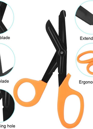 Stainless Steel Bandage Scissors Emergency Trauma Shears with Serrated Blade & Cable Stripper, 18cm, 1 Piece