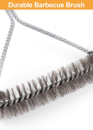BBQ Grill Brush 30cm Dual-Bristle Stainless Steel/Nylon with Ergonomic Handle for Gas Charcoal Porcelain Grids