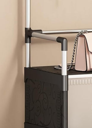 4-Tier Shoe Storage Cabinet with Coat Rack, Removable Shelf Divider, Galvanised Steel Tube & PP Panels