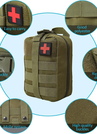25-Piece Tactical First Aid Kit – MOLLE Rip-Away Outdoor Medical Bag – 900D Polyester Compact Emergency Pouch