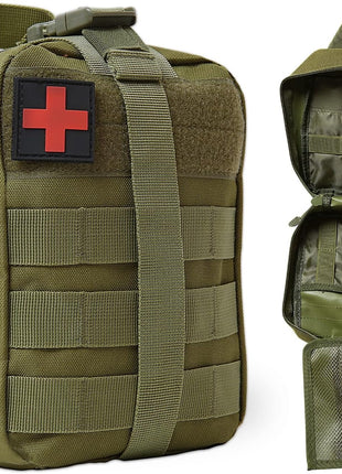 25-Piece Tactical First Aid Kit – MOLLE Rip-Away Outdoor Medical Bag – 900D Polyester Compact Emergency Pouch
