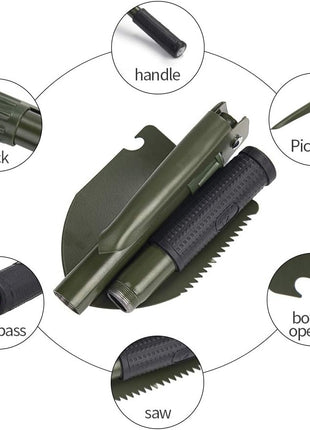 Mini Folding Shovel 420mm – Steel Head Multi-Tool with Pick & Camo Case