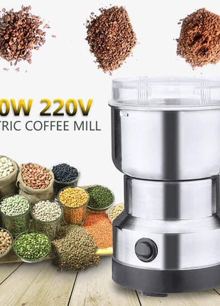 Electric Coffee Grinder, 300W Stainless Steel Blade, Removable Bowl, 200-300g Capacity, EU Plug, Silver