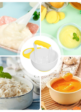 Baby Food Grinding Bowl Set 15cm with 12cm Masher Rod – Non-Slip Heat-Resistant Plastic Feeding Tool