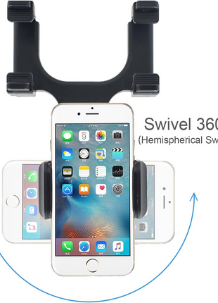 Rearview Mirror Phone Mount for 2.1–2.4" Mirrors – 360° Rotating ABS Holder for Smartphones GPS