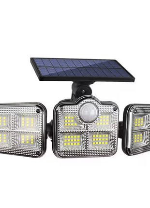 Outdoor Solar LED Floodlight 1000 Lumens – Motion Sensor 3-Head Design with Remote Control – 270° Beam – Black