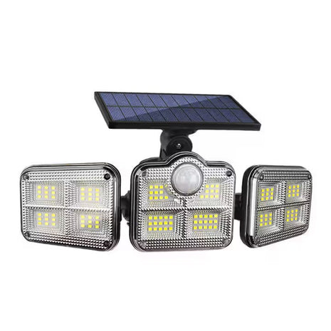 Outdoor Solar LED Floodlight 1000 Lumens – Motion Sensor 3-Head Design with Remote Control – 270° Beam – Black