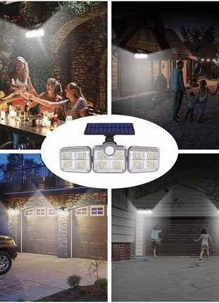 Outdoor Solar LED Floodlight 1000 Lumens – Motion Sensor 3-Head Design with Remote Control – 270° Beam – Black