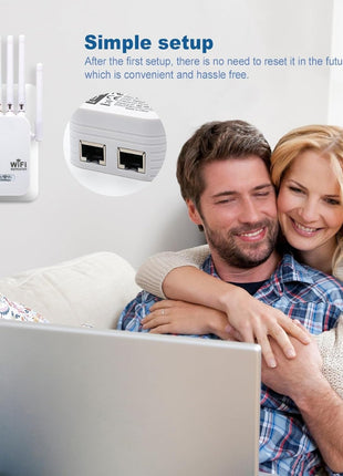 WiFi Extender Repeater 1200Mbps Dual Band – 6 Antennas Signal Booster with 2 LAN Ports – Covers up to 10000 Sq.Ft