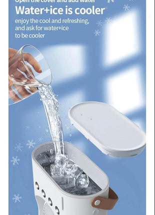 Dual-Head USB Air Cooler with Mist Humidifier – 3-Speed LED Fan – White