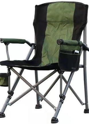 Camping Chair 150kg Capacity – High Back Mesh & Oxford – Green or Grey with Armrest & Cup Holder