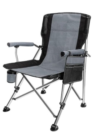Camping Chair 150kg Capacity – High Back Mesh & Oxford – Green or Grey with Armrest & Cup Holder