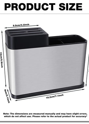 3-Compartment Cutlery Organizer – Stainless Steel Knife, Spoon & Fork Holder with Drain Base – Compact Silver Rack