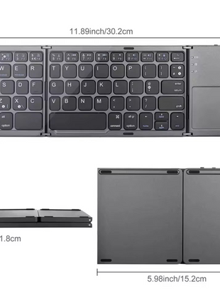 Foldable Bluetooth Keyboard Full-Size 84-Key – Scissor-Switch + Touchpad – Multi-Device Wireless – Black