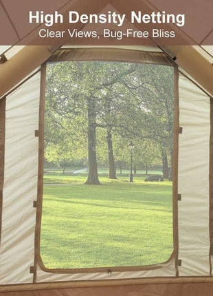 Inflatable Tent 6-Person – 300×220×190 cm Oxford Air-Beam Shelter – Waterproof Glamping Cabin – Apricot