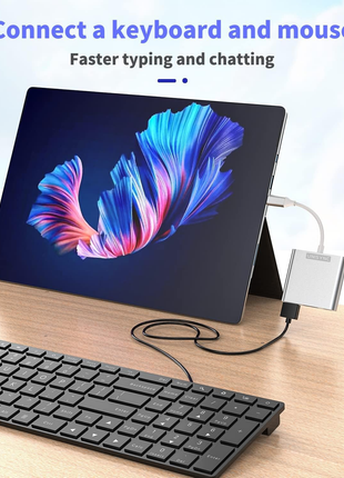 3-in-1 USB-C Hub Adapter – 4K HDMI Output + USB 3.0 + Type-C Charging – Aluminium Shell – Silver