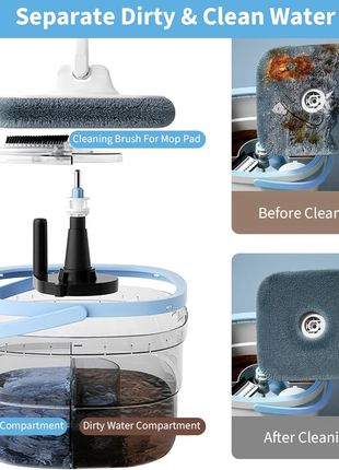 Madison Microfiber Mop and Bucket Set – Dual Water Separation System with 2 Mop Pads for Hygienic Cleaning