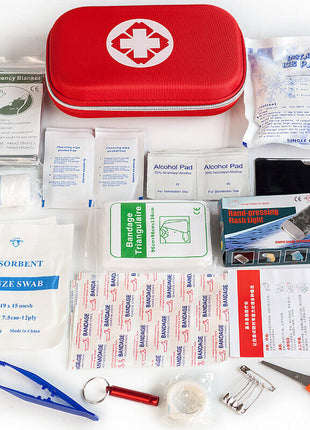 Emergency First Aid Kit, 47 Piece Set with Red Case, Portable Survival Medical Kit for Home, Car, Travel, Camping & Outdoors