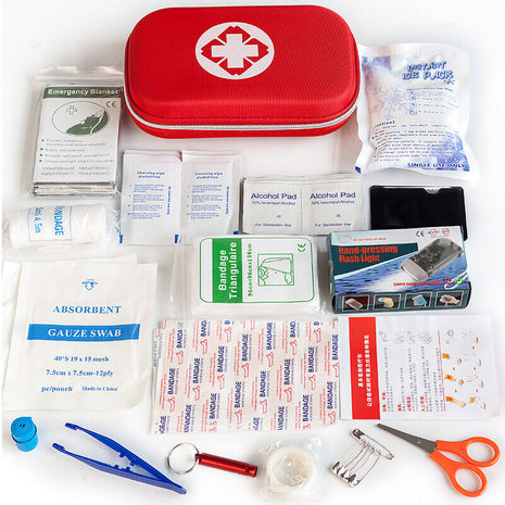 Emergency First Aid Kit, 47 Piece Set with Red Case, Portable Survival Medical Kit for Home, Car, Travel, Camping & Outdoors