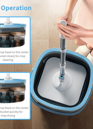Madison Microfiber Mop and Bucket Set – Dual Water Separation System with 2 Mop Pads for Hygienic Cleaning