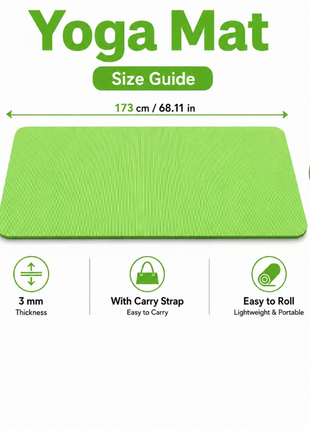 Anti-Slip EVA Yoga and Exercise Mat for Pilates, Stretching, Home and Gym Workouts