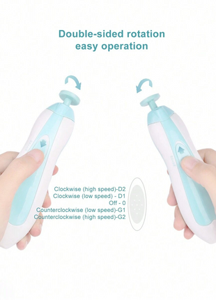 Electric Baby & Adult Nail Trimmer Kit with 6 Grinding Heads, 4 Working Modes, 360° Rotation, Low Noise, Battery Powered