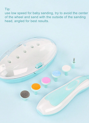 Electric Baby & Adult Nail Trimmer Kit with 6 Grinding Heads, 4 Working Modes, 360° Rotation, Low Noise, Battery Powered