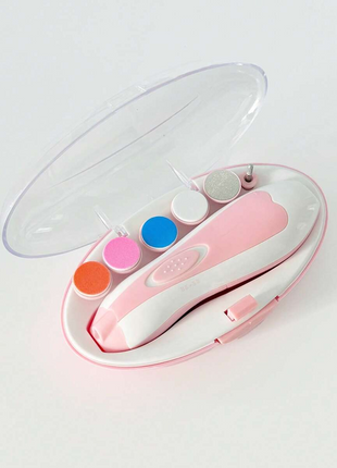 Electric Baby & Adult Nail Trimmer Kit with 6 Grinding Heads, 4 Working Modes, 360° Rotation, Low Noise, Battery Powered