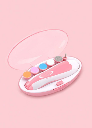 Electric Baby & Adult Nail Trimmer Kit with 6 Grinding Heads, 4 Working Modes, 360° Rotation, Low Noise, Battery Powered