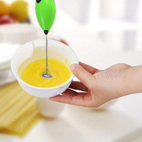 Handheld Electric Coffee Whisk Milk Frother Battery Powered Stainless Steel Drink Mixer
