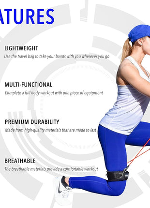 Legs Resistance Bands Set – 4 Bands + 2 Ankle Rings