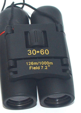 Folding Roof Prism Binoculars 30×60 – 10× Magnification – Compact Wide-Angle Travel Scope – Black – Field 7.2°