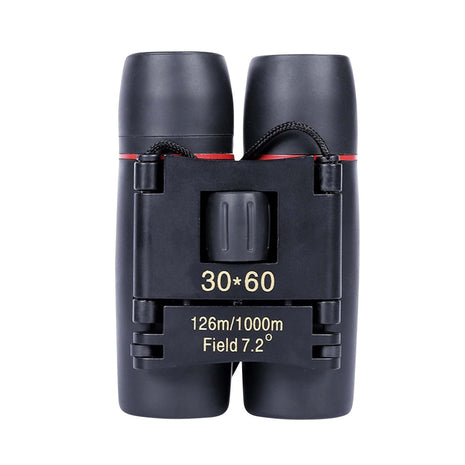 Folding Roof Prism Binoculars 30×60 – 10× Magnification – Compact Wide-Angle Travel Scope – Black – Field 7.2°