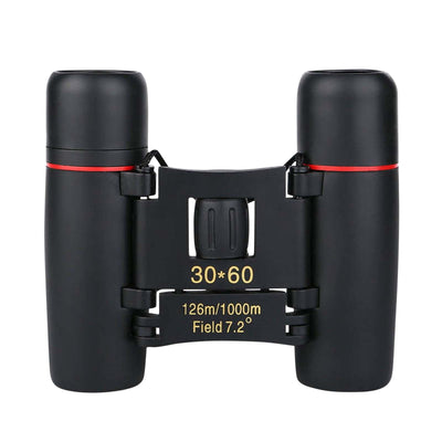 Folding Roof Prism Binoculars 30×60 – 10× Magnification – Compact Wide-Angle Travel Scope – Black – Field 7.2°